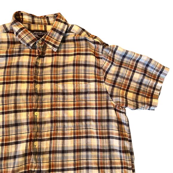Vintage Eddie Bauer Grunge Single Stitch Button Up Linen Blend Shirt XL - Picture 2 of 6